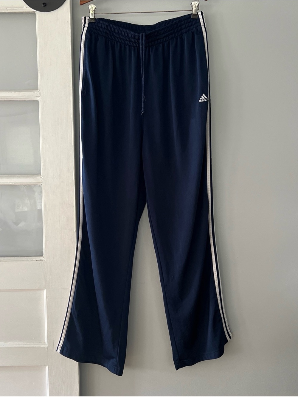VTG Y2K Adidas Men’s XL Embroidered Logo Wide Leg Sweatpants Track Pants Blue